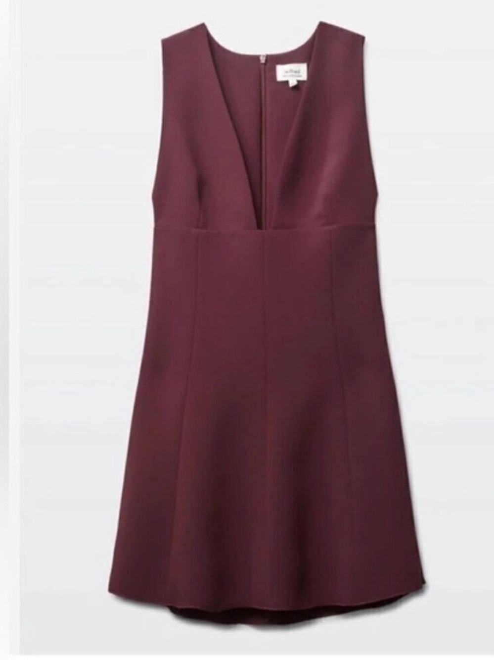 Aritzia Wilfred Montbrun Plunge Neck Wine Burgundy Dress